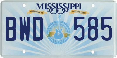 MS license plate BWD585