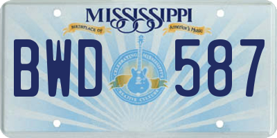 MS license plate BWD587
