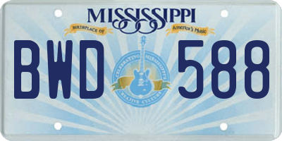MS license plate BWD588