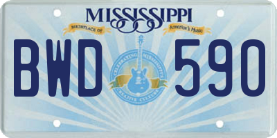 MS license plate BWD590