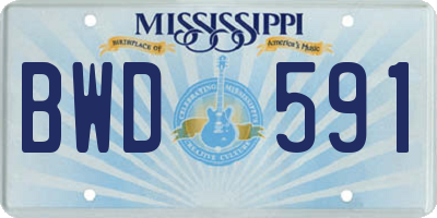 MS license plate BWD591