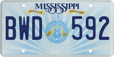 MS license plate BWD592