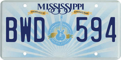 MS license plate BWD594