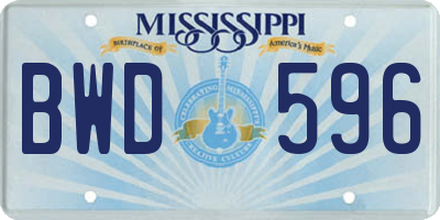 MS license plate BWD596