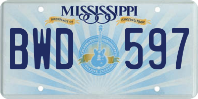 MS license plate BWD597