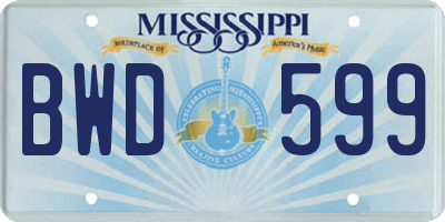 MS license plate BWD599