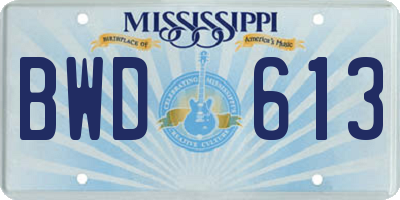 MS license plate BWD613