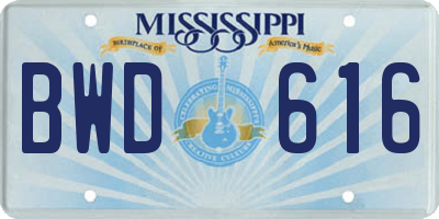 MS license plate BWD616