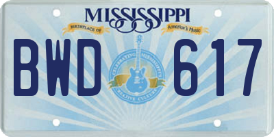 MS license plate BWD617
