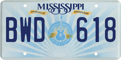 MS license plate BWD618