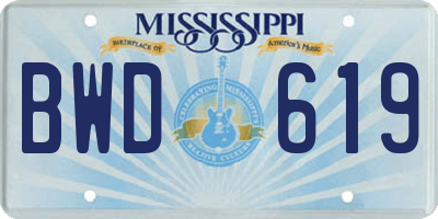 MS license plate BWD619