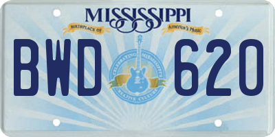 MS license plate BWD620