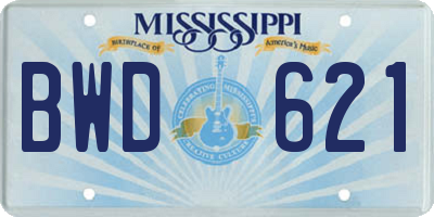 MS license plate BWD621