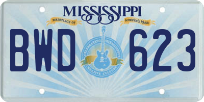 MS license plate BWD623