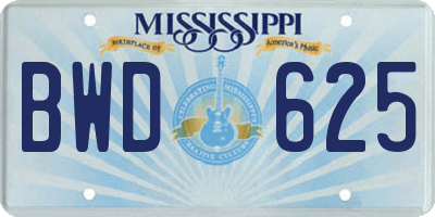 MS license plate BWD625