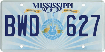 MS license plate BWD627