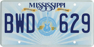 MS license plate BWD629