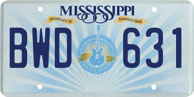 MS license plate BWD631