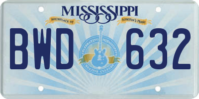 MS license plate BWD632