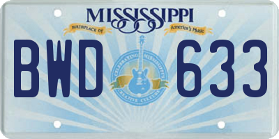 MS license plate BWD633
