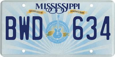 MS license plate BWD634