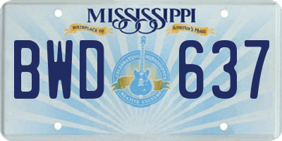 MS license plate BWD637