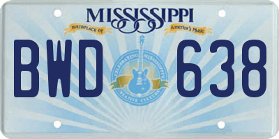 MS license plate BWD638