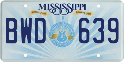 MS license plate BWD639