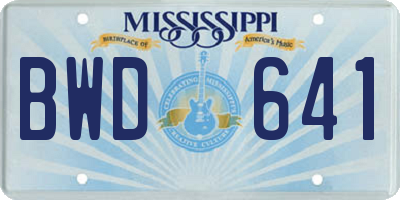 MS license plate BWD641