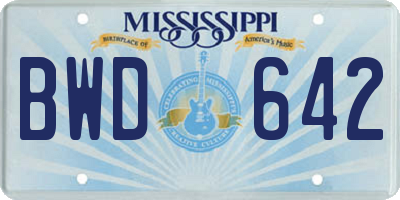 MS license plate BWD642