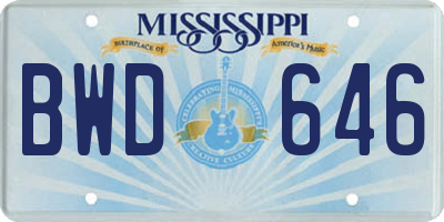 MS license plate BWD646