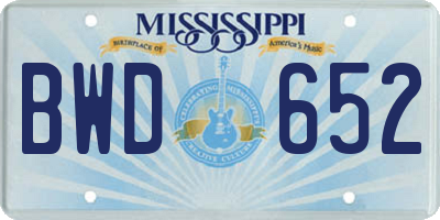 MS license plate BWD652