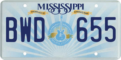 MS license plate BWD655