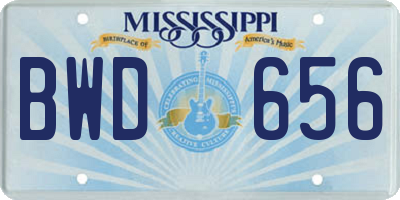 MS license plate BWD656