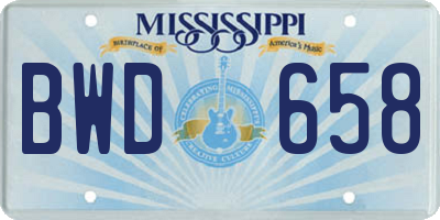 MS license plate BWD658