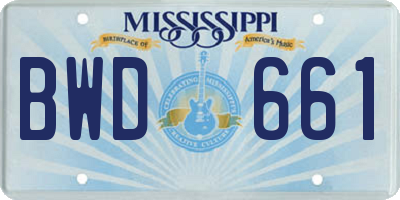 MS license plate BWD661