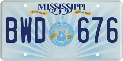 MS license plate BWD676
