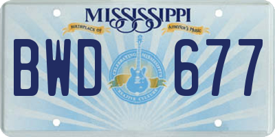 MS license plate BWD677