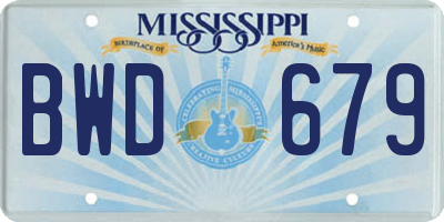 MS license plate BWD679