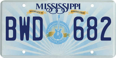 MS license plate BWD682