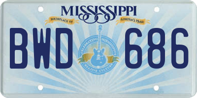 MS license plate BWD686