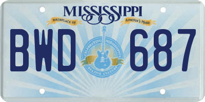 MS license plate BWD687