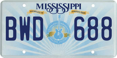 MS license plate BWD688