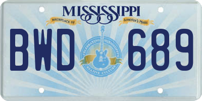 MS license plate BWD689