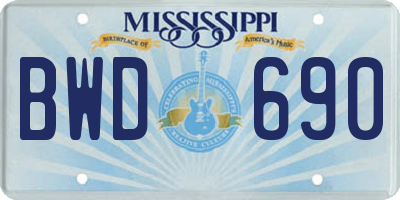 MS license plate BWD690