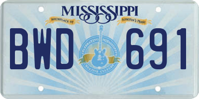 MS license plate BWD691