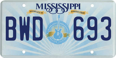 MS license plate BWD693