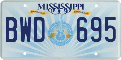 MS license plate BWD695