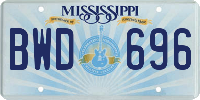 MS license plate BWD696