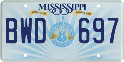 MS license plate BWD697